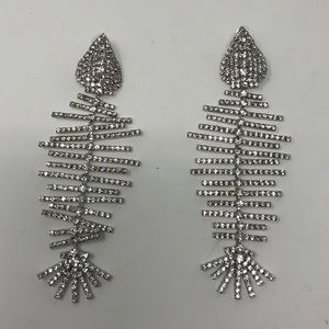 NWT Rhinestone Chandelier Fish Motif Earrings